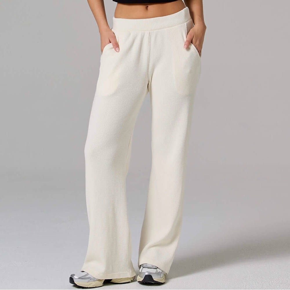 TALENTLESS Women's Waffle Lounge Pant Ecru Ivory Cream NWOT